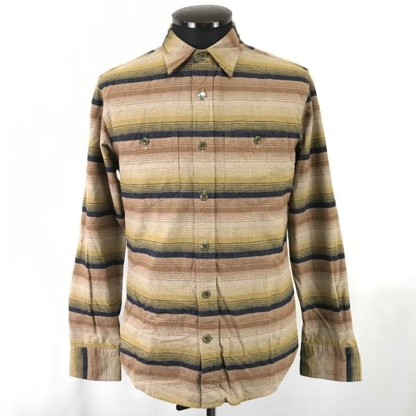 上野商会/日本製★SCHOTT BROS NEW YORK/ショット★長袖ウエスタンシャツ【Mens size -S/ボーダー/茶系/brown】Tops/Shirts/RARE/Made in Japan◆bBH263#-20t