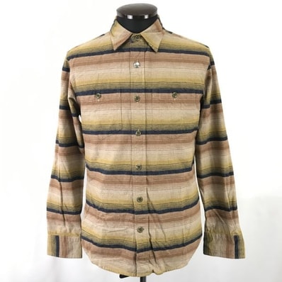 上野商会/日本製★SCHOTT BROS NEW YORK/ショット★長袖ウエスタンシャツ【Mens size -S/ボーダー/茶系/brown】Tops/Shirts/RARE/Made in Japan◆bBH263#-20t