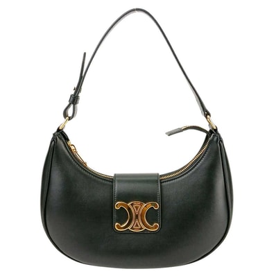 CELINE セリーヌ ミディアム AVA(アヴァ) トリオンフ ハンドバッグ ショルダーバッグ 114493DGQ.38NO レザー ブラック ゴールド レディース【中古】