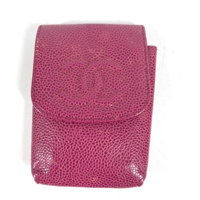 シャネル CHANEL CC ココマーク ロゴ A13511 タバコケース ポーチ 小物入れ シガレットケース キャビアスキン ピンク
