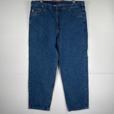 古着 カーハート Carhartt デニムパンツ ジーパン 5ポケット ワンポイント ロゴ テーパード 大きいサイズ w42 L30 ブルー メンズ