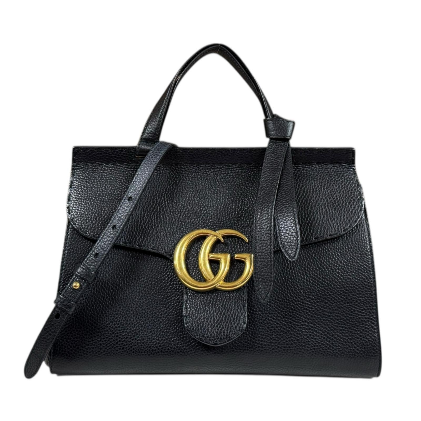 グッチ GGマーモント ショルダーバッグ レザー 421890 ブラック レディース GUCCI 中古