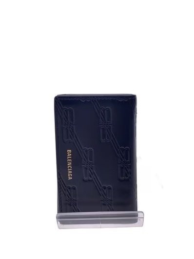 BALENCIAGA Embossed Monogram Mini Wallet Box Calfskin "Black"