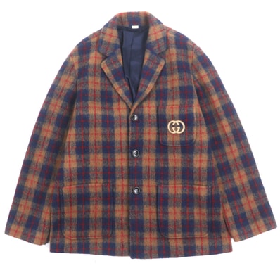 極美品 グッチ テーラードジャケット ブラウン メンズ 50 770761