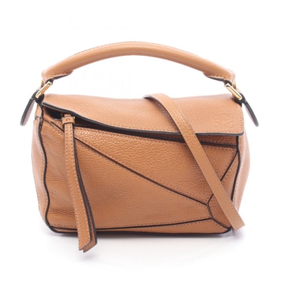 ロエベ LOEWE パズルエッジ ミニ 2WAY ハンドバッグ バッグ レザー レディース ブラウン系 【中古】