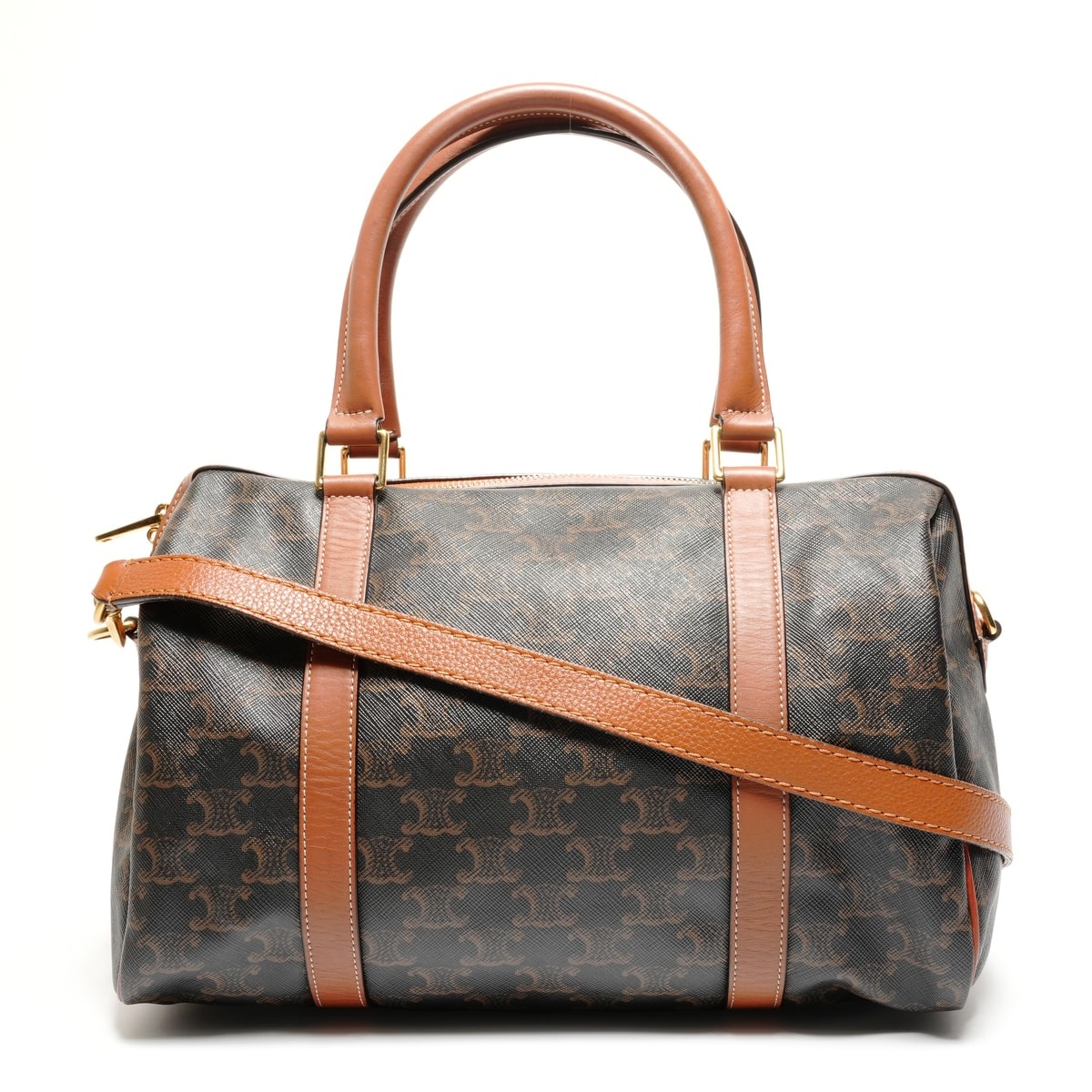 セリーヌ CELINE マカダム PVC トリンオフ ロゴ ボストンバッグ【中古】