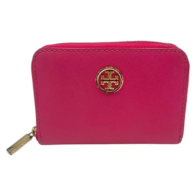 Tory Burch トリーバーチ ロビンソン ピンク ゴールド金具 レザー コインケース カードケース 600533 【中古】