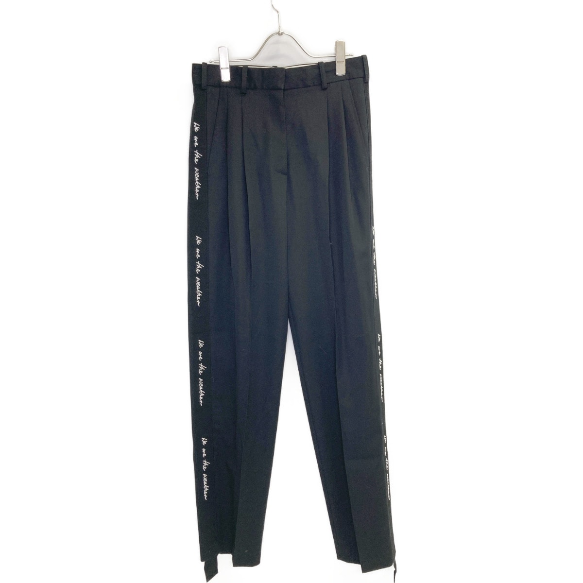 ステラマッカートニー 【WE ARE THE WEATHER】ブラック サイドライン スラックスパンツ 38