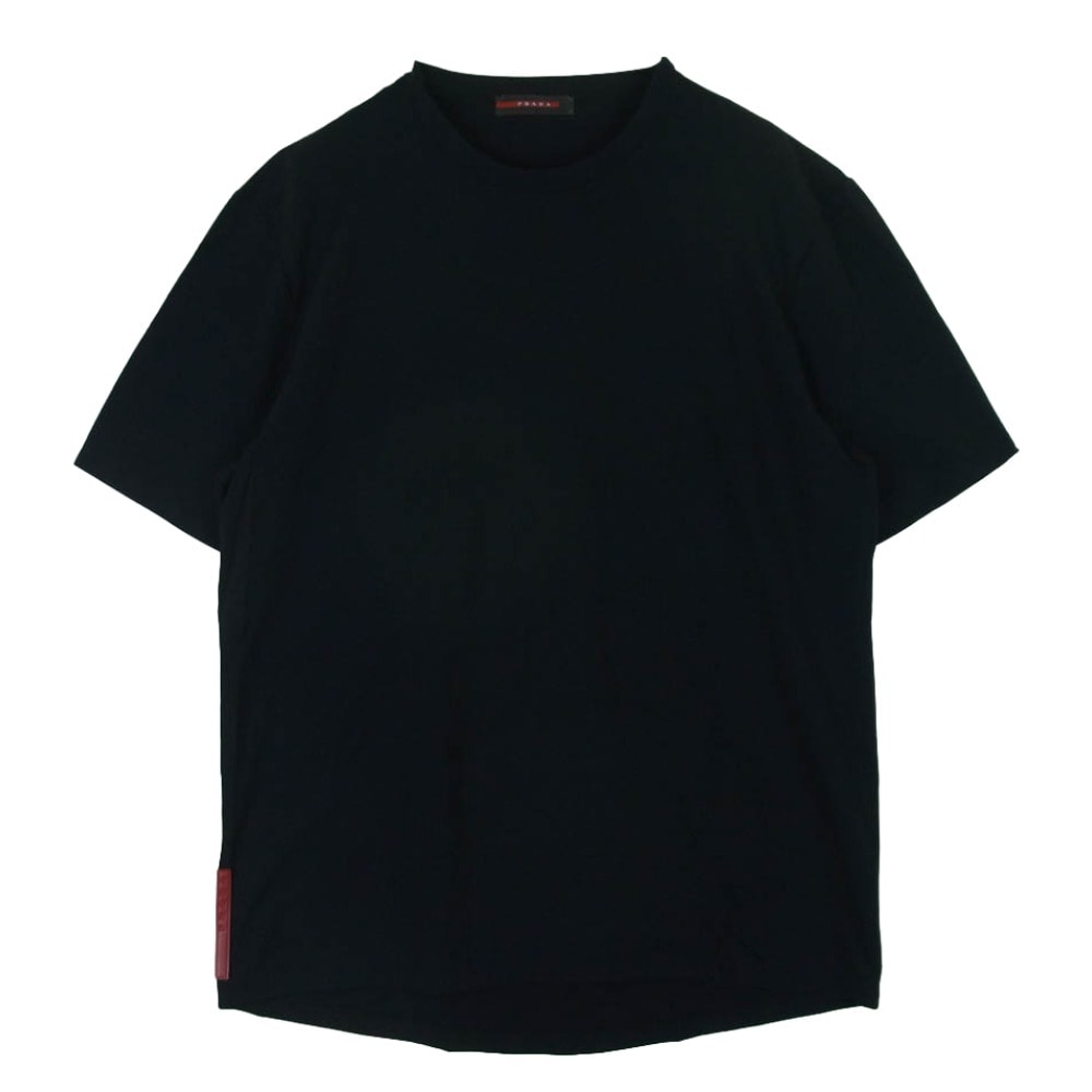 PRADA SPORTS プラダスポーツ バックジップポケット ラバーロゴ 半袖 Tシャツ ダークネイビー系 黒に近いダークネイビー系 M【中古】