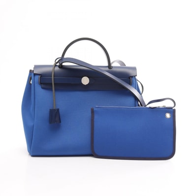 エルメス HERMES エールバッグジップPM 2WAY ハンドバッグ バッグ キャンバス レザー トワルミリタリー / ヴァッシュハンター トワルミリタリー ブルーフランス Z刻印(2021年製造) レディース ブルー系 H078971CKAT