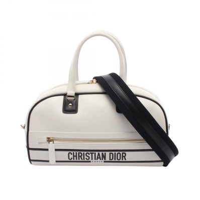 ディオール Dior ヴァイブ ボーリングバッグ 2WAY ハンドバッグ バッグ レザー レディース ホワイト系 / ブラック系 【中古】