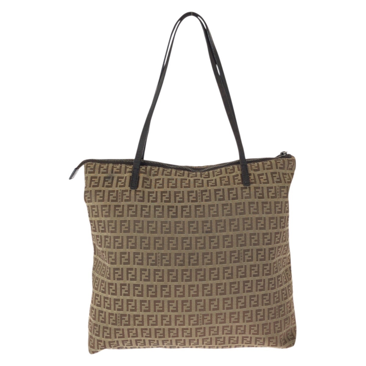 FENDI フェンディ ズッカ ブラウン ガンメタ金具 キャンバス レザー/ トートバッグ ショルダーバッグ 601508 【中古】