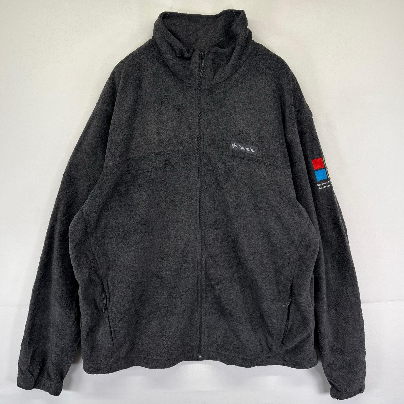 古着 コロンビア Columbia フリース ジャケット フルジップ ワンポイントロゴ 刺繍 アウトドア XL  グレー系 メンズ