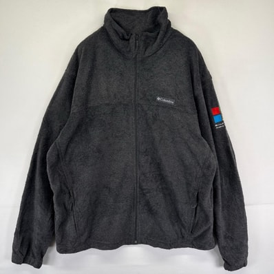 古着 コロンビア Columbia フリース ジャケット フルジップ ワンポイントロゴ 刺繍 アウトドア XL グレー系 メンズ