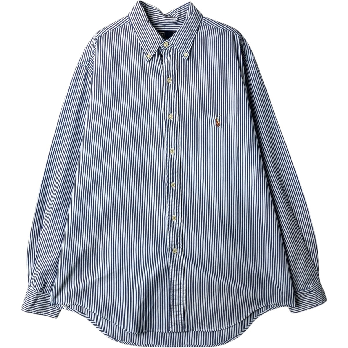 古着 ラルフローレン Ralph Lauren POLO by Ralph Lauren 長袖 ボタンダウンストライプシャツ カナダ製 メンズL相当/eaa649937