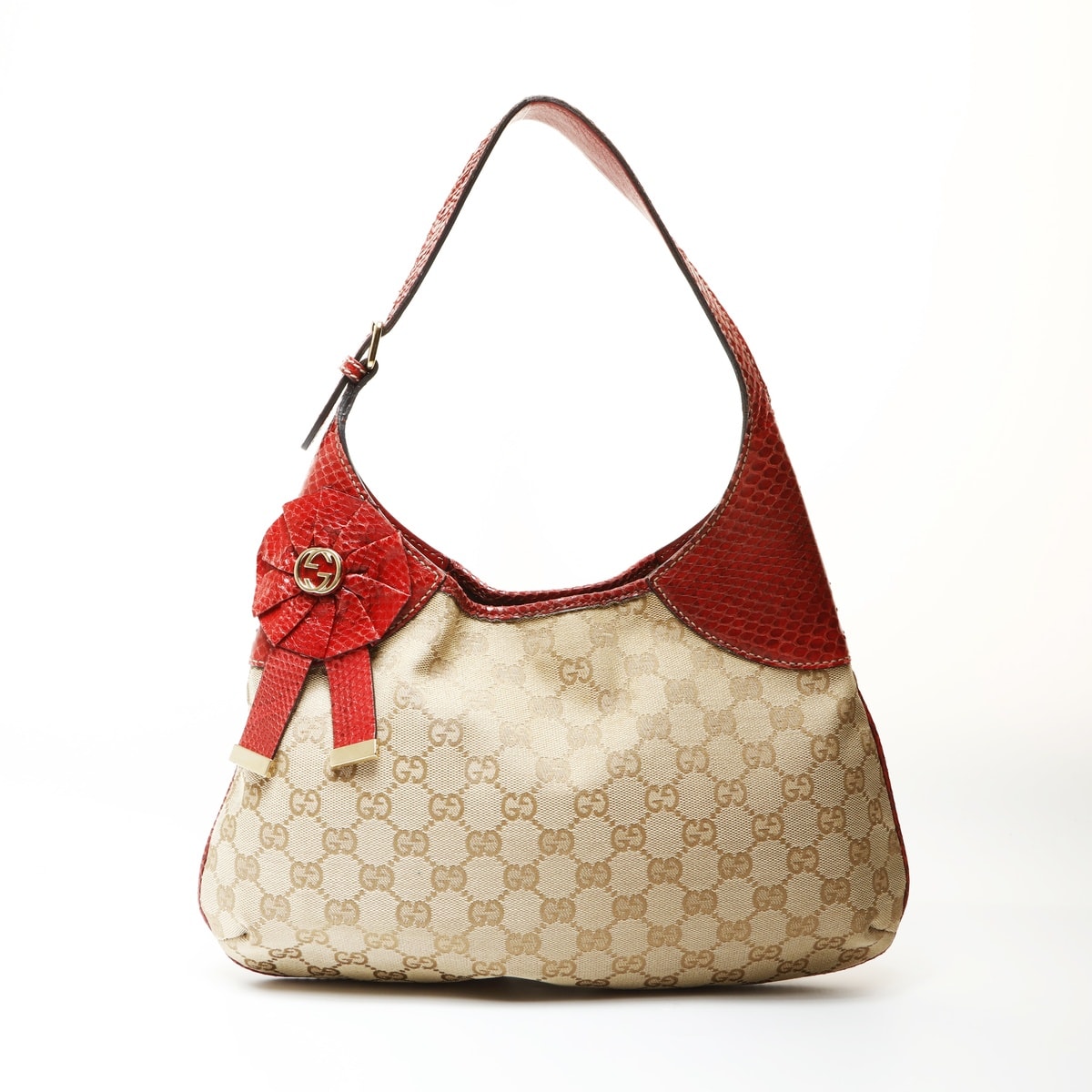 グッチ GUCCI GGキャンバス パイソン トロフィー ショルダーバッグ【中古】