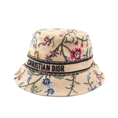 ディオール Dior D-Bobby バケット ハット 帽子 ナイロン コットン レディース ベージュ系 / マルチカラー 【中古】