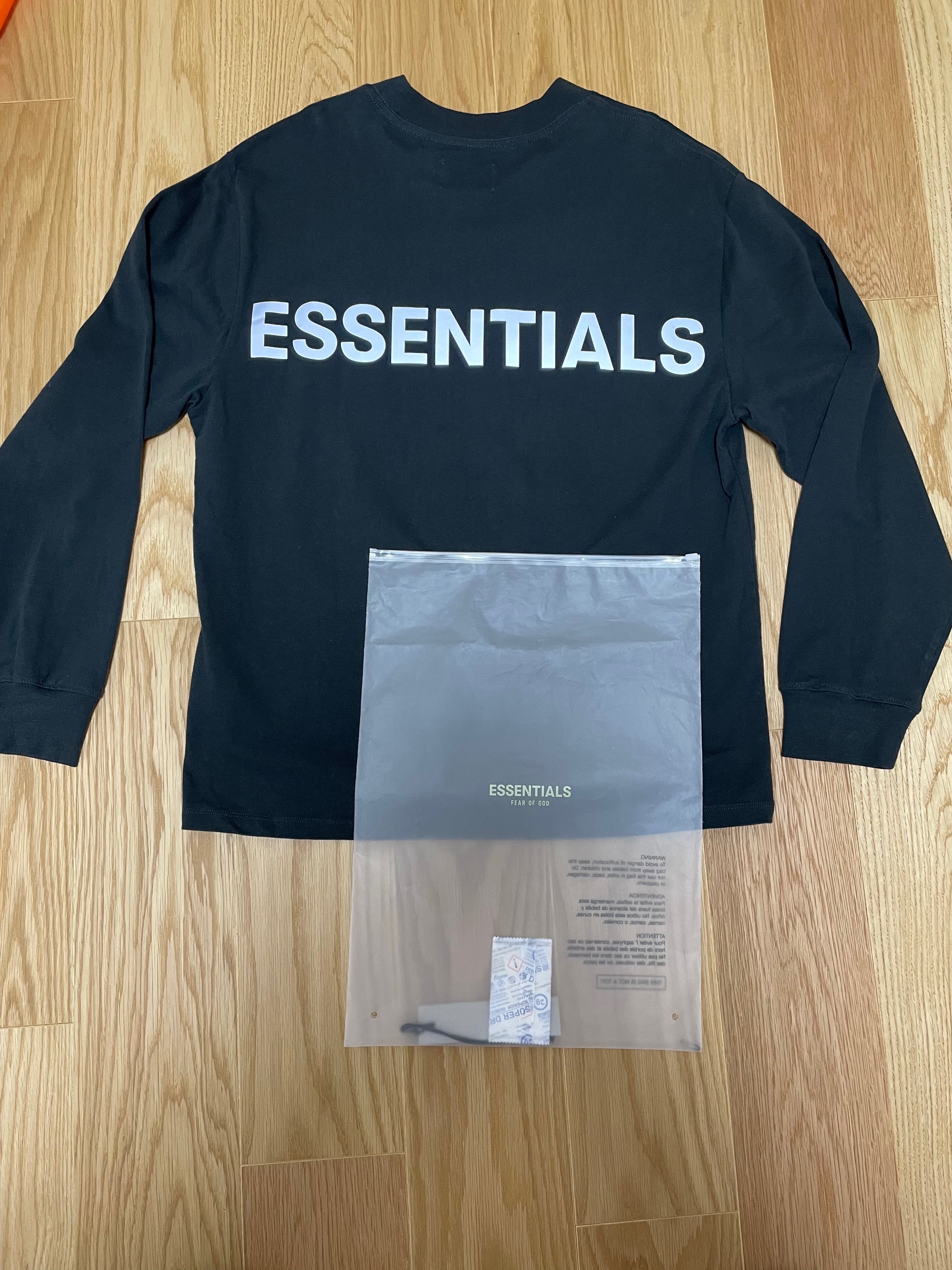 FEAR OF GOD ESSENTIALS Logo Boxy Long Sleeve T-Shirt "Black"