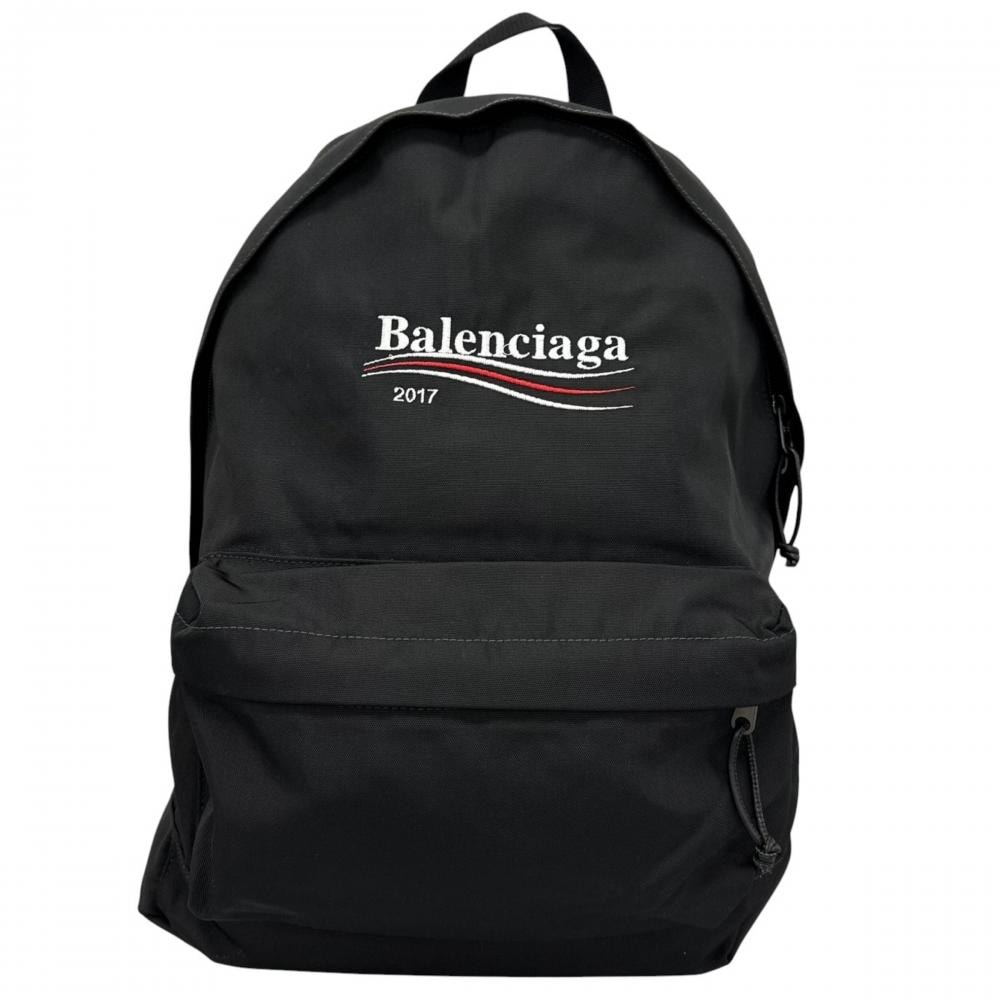 BALENCIAGA バレンシアガ リュック エクスプローラー ロゴ刺繍 バックパック 459744 ナイロン    ブラック 黒 ブラック金具 メンズ【中古品】