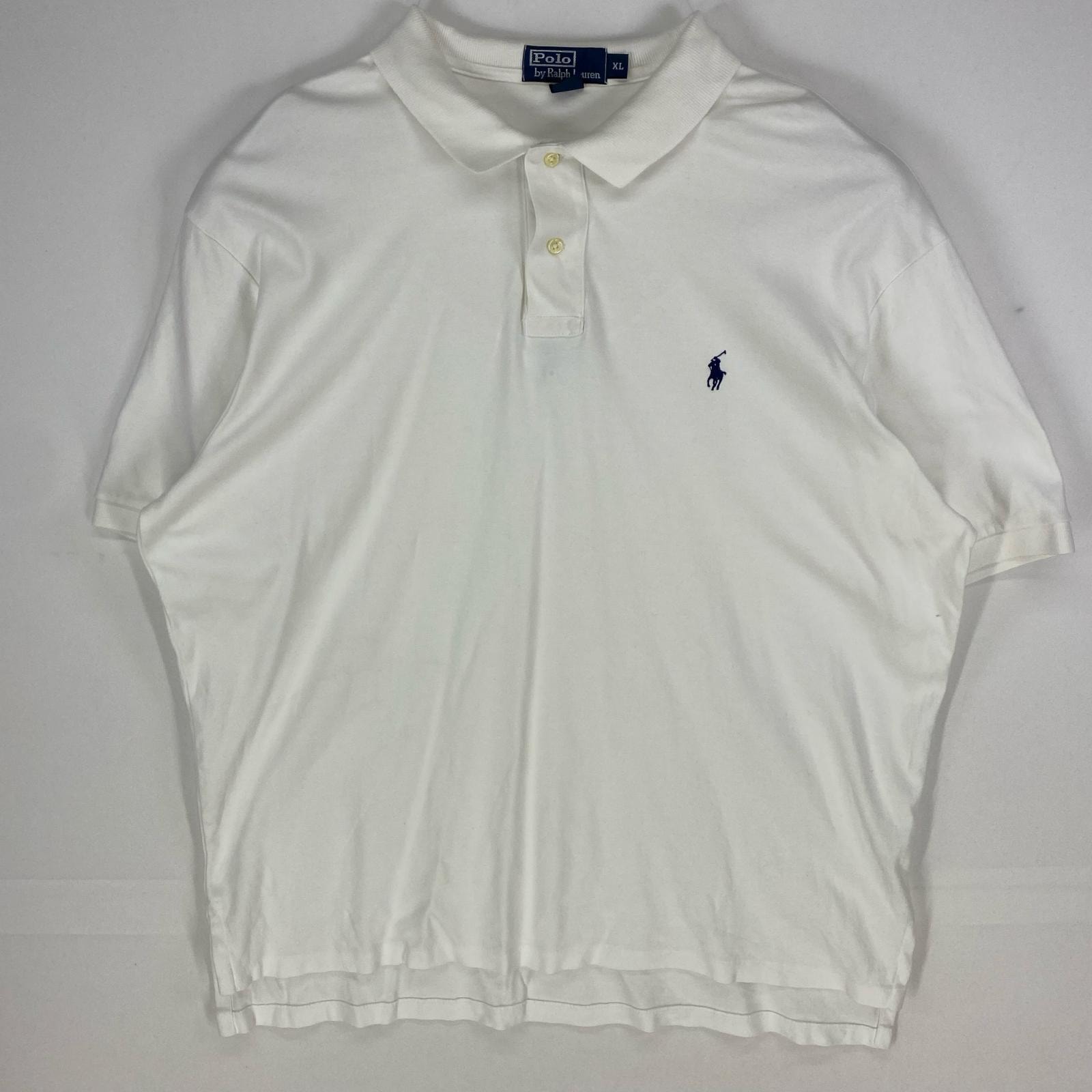 古着 ポロバイラルフローレン Polo by Ralph Lauren 半袖シャツ ワンポイント ポロシャツ ロゴ刺繍 XL  ホワイト系 メンズ