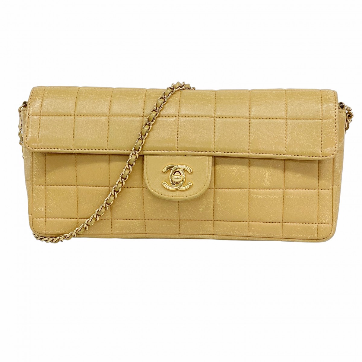 【6ce6093-k】シャネル ショルダーバッグ チョコバー ラムスキン ブラウン ゴールド金具【中古】レディース