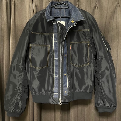 sacai x LEVI'S Men's Denim x Nylon Twill Reversible Blouson "Indigo/Black"