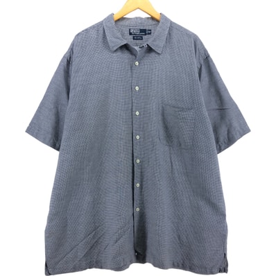古着 ラルフローレン Ralph Lauren POLO by Ralph Lauren 千鳥格子柄 半袖 オープンカラー リネンシャツ メンズXXL相当/eaa538755
