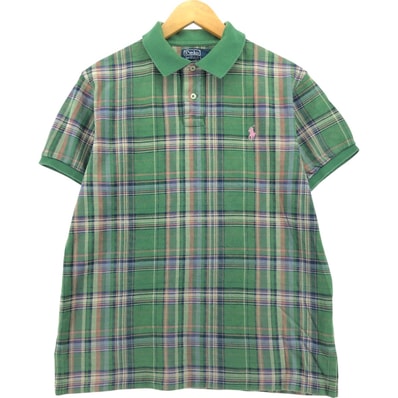 古着 ラルフローレン Ralph Lauren POLO by Ralph Lauren CUSTOM FIT 半袖 チェック ポロシャツ メンズM相当/eaa554682