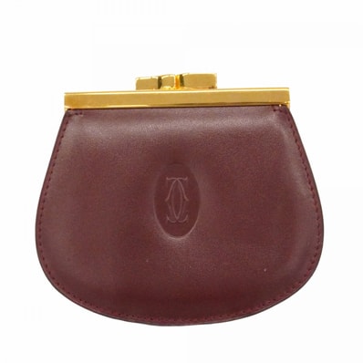 【6dc3989】カルティエ コインケース マスト レザー ボルドー ゴールド金具【中古】レディース