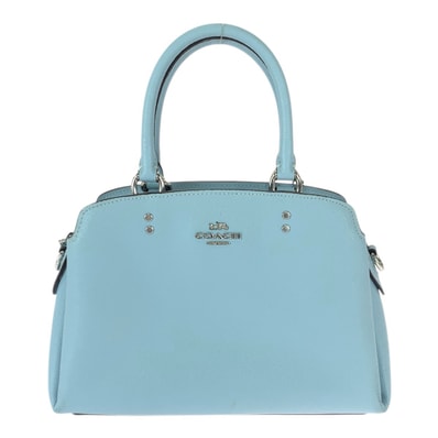 COACH コーチ ミニ リリー キャリーオール ブルー ライトブルー シルバー金具 レザー ハンドバッグ 600286 【中古】