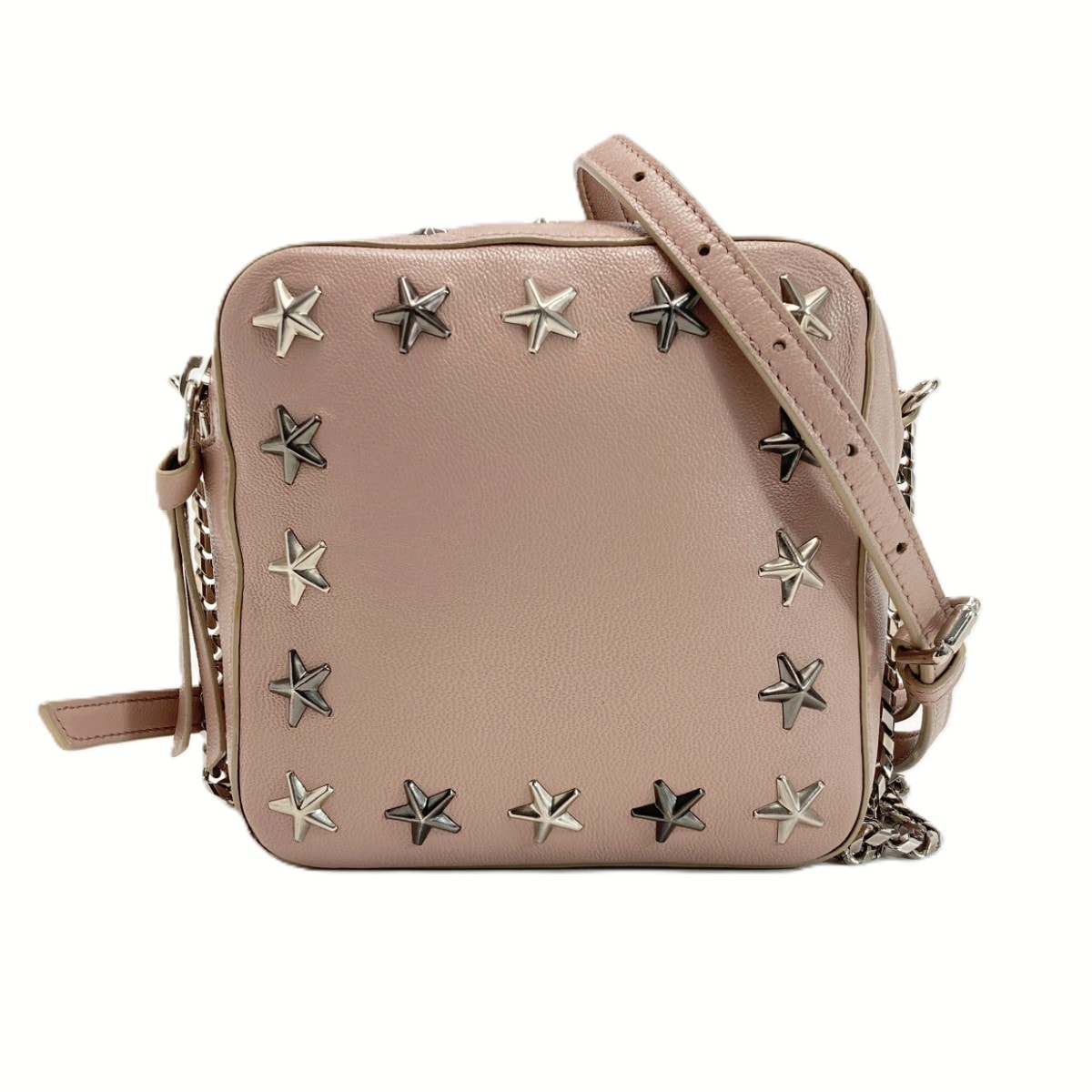 JIMMY CHOO ジミーチュウ サニー スタースタッズ キューブショルダーバッグ ピンク チェーンショルダー