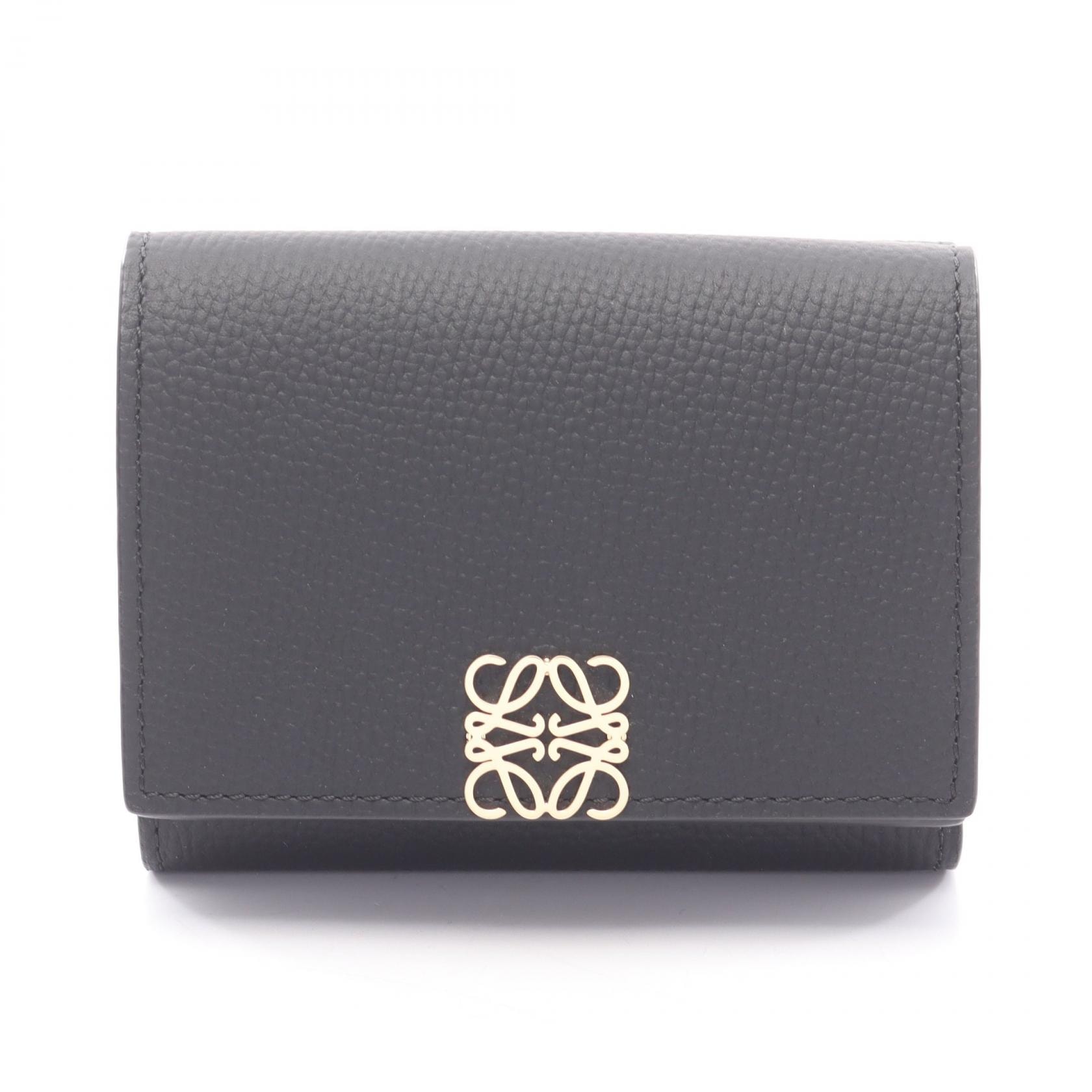 ロエベ LOEWE アナグラム トライフォールド ウォレット 三つ折り財布 財布 レザー レディース ブラック系 C821TR2X161206 【新品】