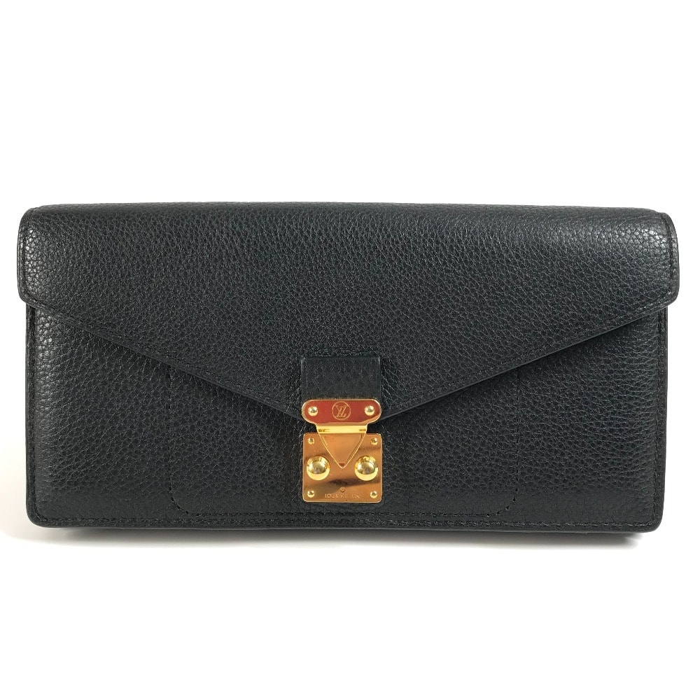 ルイヴィトン LOUIS VUITTON ロングウォレット 2つ折り フラップ 長財布 カーフレザー ブラック