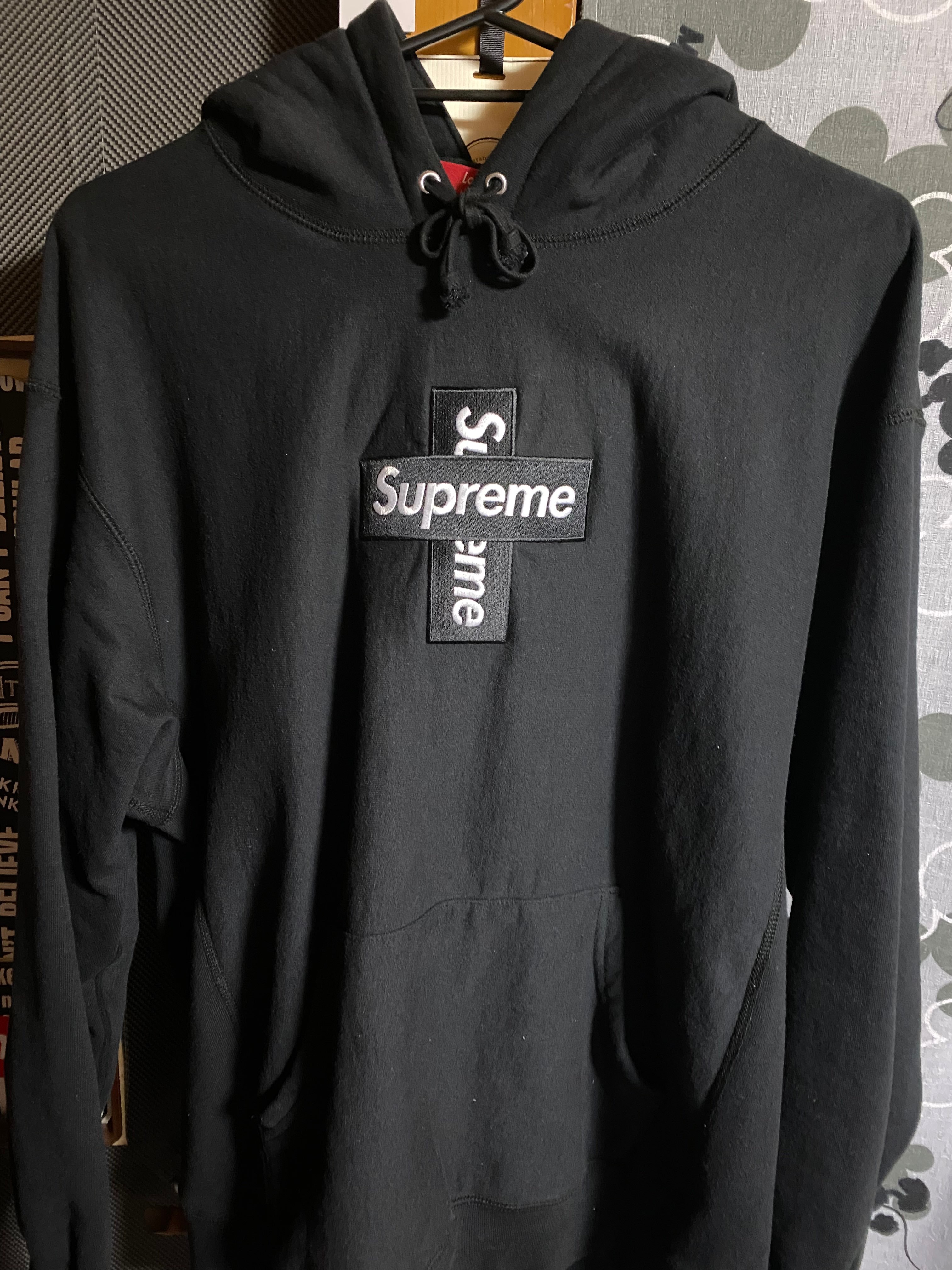Supreme Cross Box Logo Hooded Sweatshirt "Black"