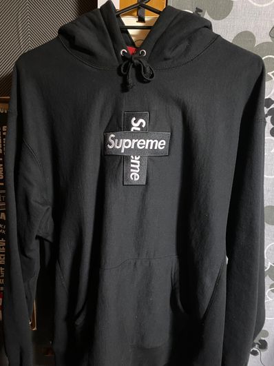 Supreme Cross Box Logo Hooded Sweatshirt "Black"