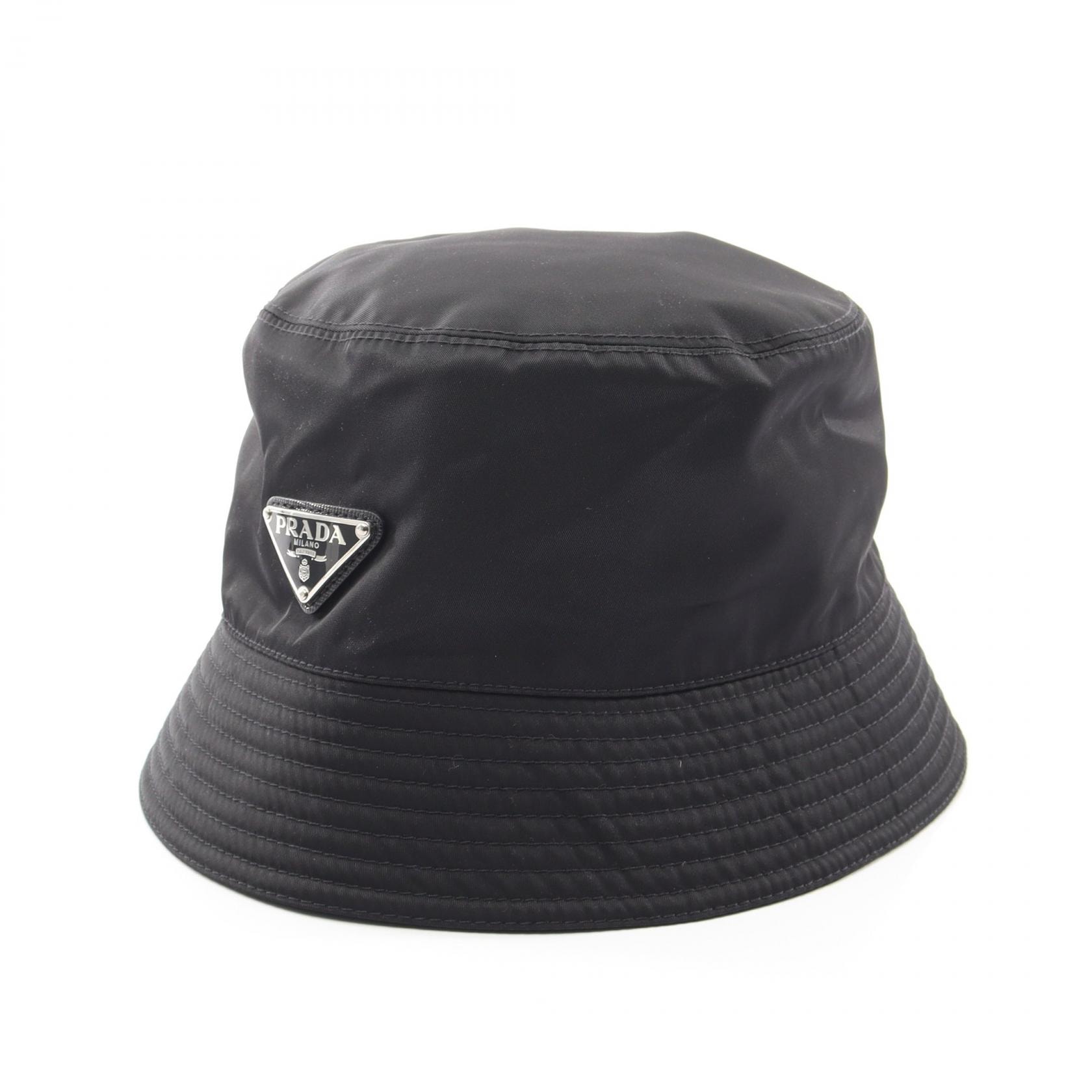 プラダ PRADA Re-Nylon バケット ハット 帽子 ナイロン メンズ レディース ブラック系 【中古】