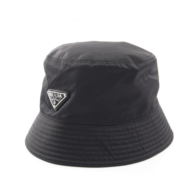 プラダ PRADA Re-Nylon バケット ハット 帽子 ナイロン メンズ レディース ブラック系 【中古】