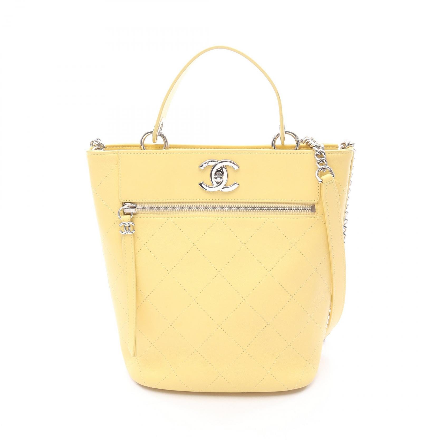 シャネル CHANEL マトラッセ バケット ショルダーバッグ バッグ レザー レディース イエロー系 AS0577 【中古】