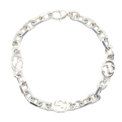 グッチ GUCCI インターロッキング チェーンブレスレット ブレスレット アクセサリー シルバー925 メンズ レディース シルバー系 【中古】