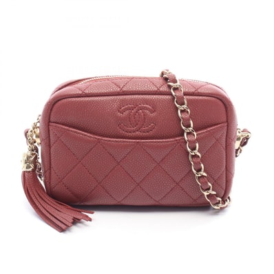 シャネル CHANEL ココマーク マトラッセ タッセル ショルダーバッグ バッグ キャビアスキン(グレインドカーフ) レディース ボルドー系 【中古】