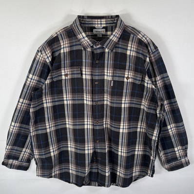 古着 カーハート Carhartt 長袖シャツ フラップポケット ワンポイント チェック柄 トリプルステッチ ORIGINAL FIT 14041 ブラック メンズ