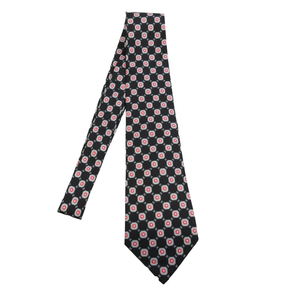 CHANEL シャネル 総柄 ココマーク ネクタイ ブラック系 レッド系【中古】
