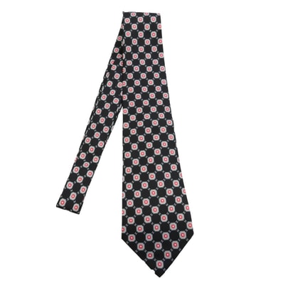 CHANEL シャネル 総柄 ココマーク ネクタイ ブラック系 レッド系【中古】
