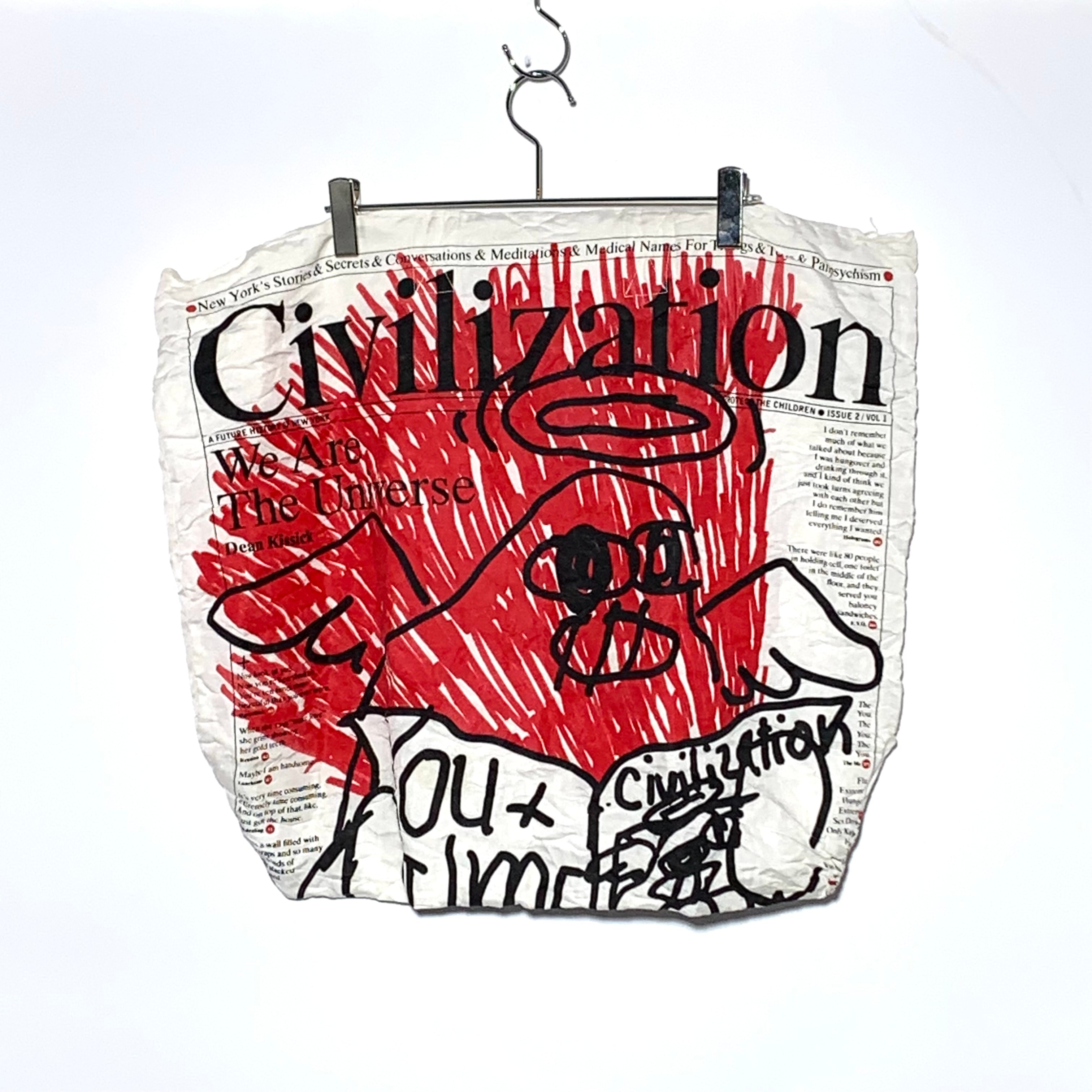 COMME des GARCONS JUNYA WATANABE MAN Civilization Print Bag White