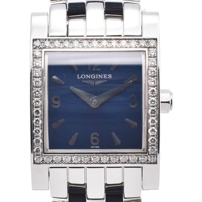 ロンジン LONGINES L5.166.0 ドルチェヴィータ ダイヤモンドベゼル ブルー クォーツ レディース 良品 腕時計 G#149862