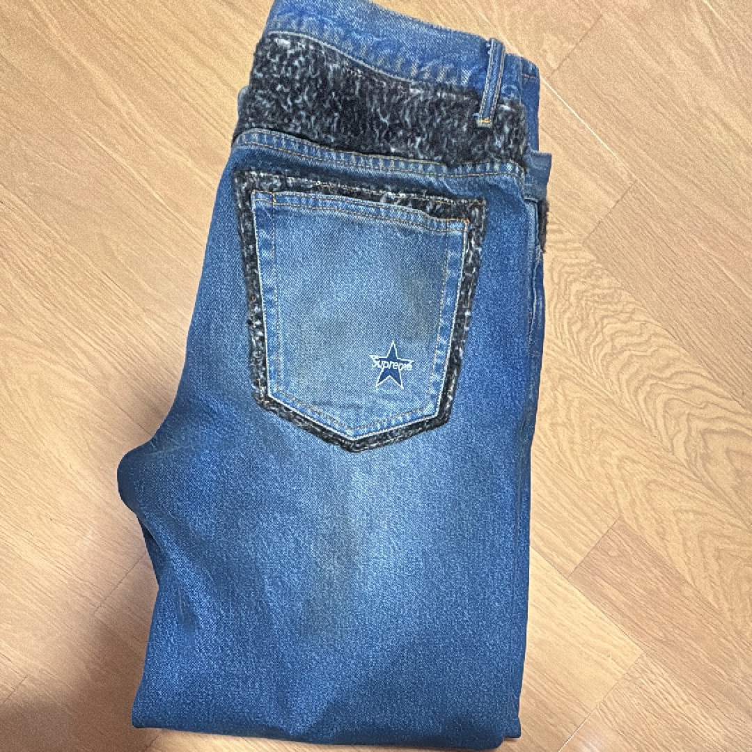Supreme Leopard Faux Fur Loose Fit Jean "Washed Indigo"