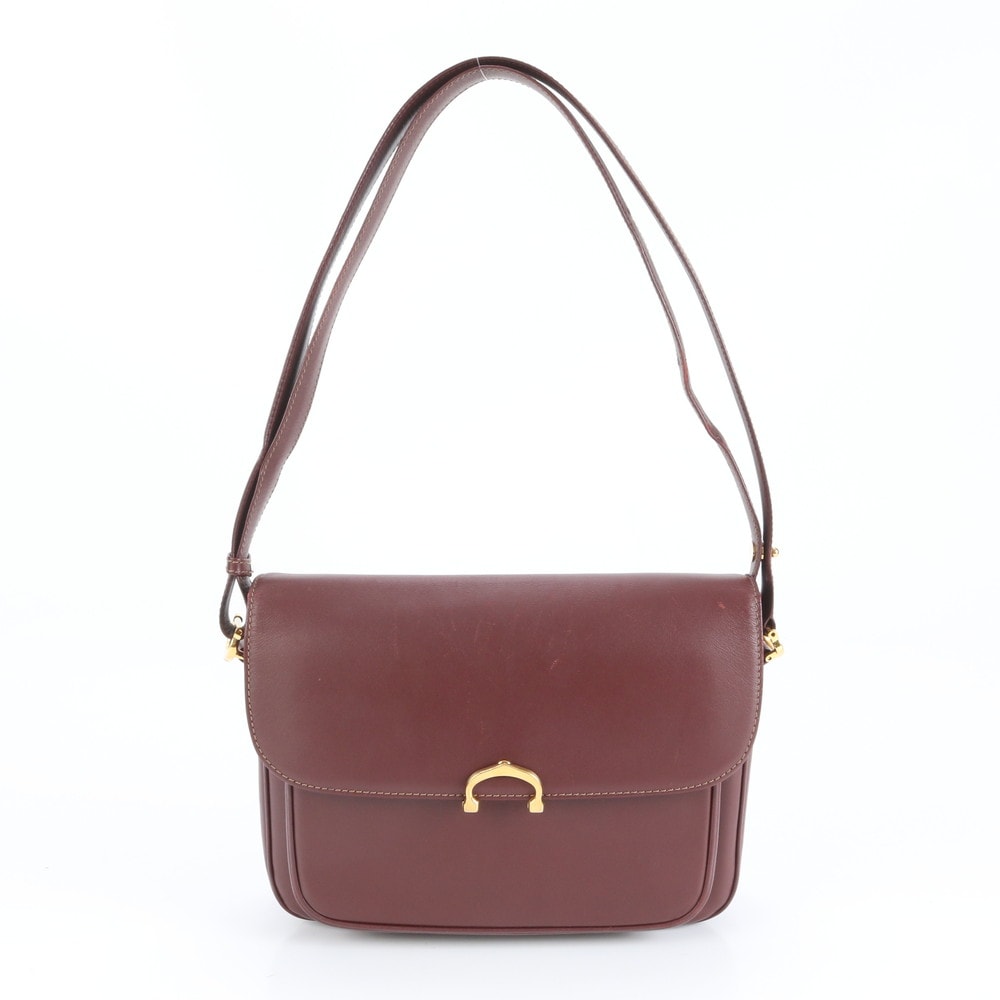 ■極美品 カルティエ マストライン ボルドーショルダーバッグ レザー