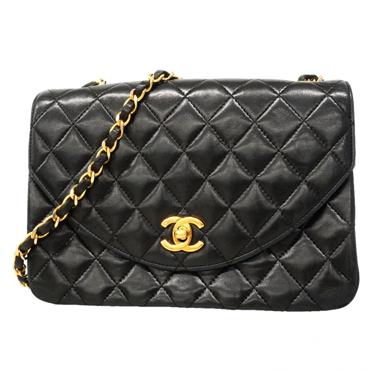 ★SALE【6gc3465-k】シャネル ショルダーバッグ マトラッセ チェーンショルダー ラムスキン ブラック ゴールド金具【中古】レディース