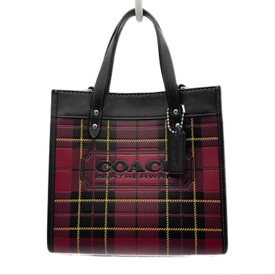 COACH コーチ フィールドトート 22 2WAYショルダーバッグ
プラッド プリント チェック柄 CG192 レザー メタル レッド レディース
【中古】