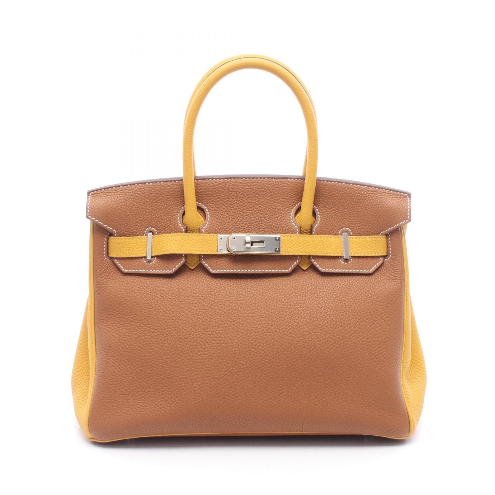 エルメス HERMES バーキン30 ゴールド ジョーヌアンブル ハンドバッグ バッグ レザー トゴ ゴールド D刻印(2019年製造) レディース ブラウン系 / イエロー系 【中古】